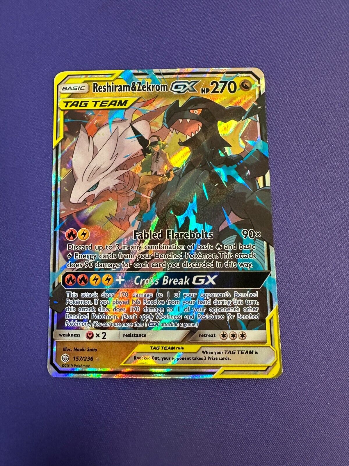 Reshiram & Zekrom Tag Team GX 157/236 Pokemon Cosmic Eclipse *MP*