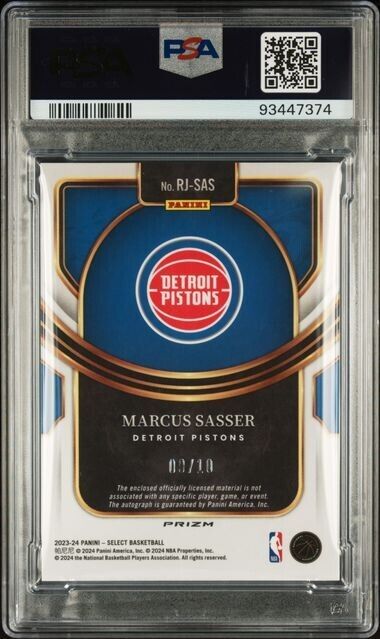 Marcus Sasser Gold Disco RPA /10 PSA 10 RC 2023-24 Select