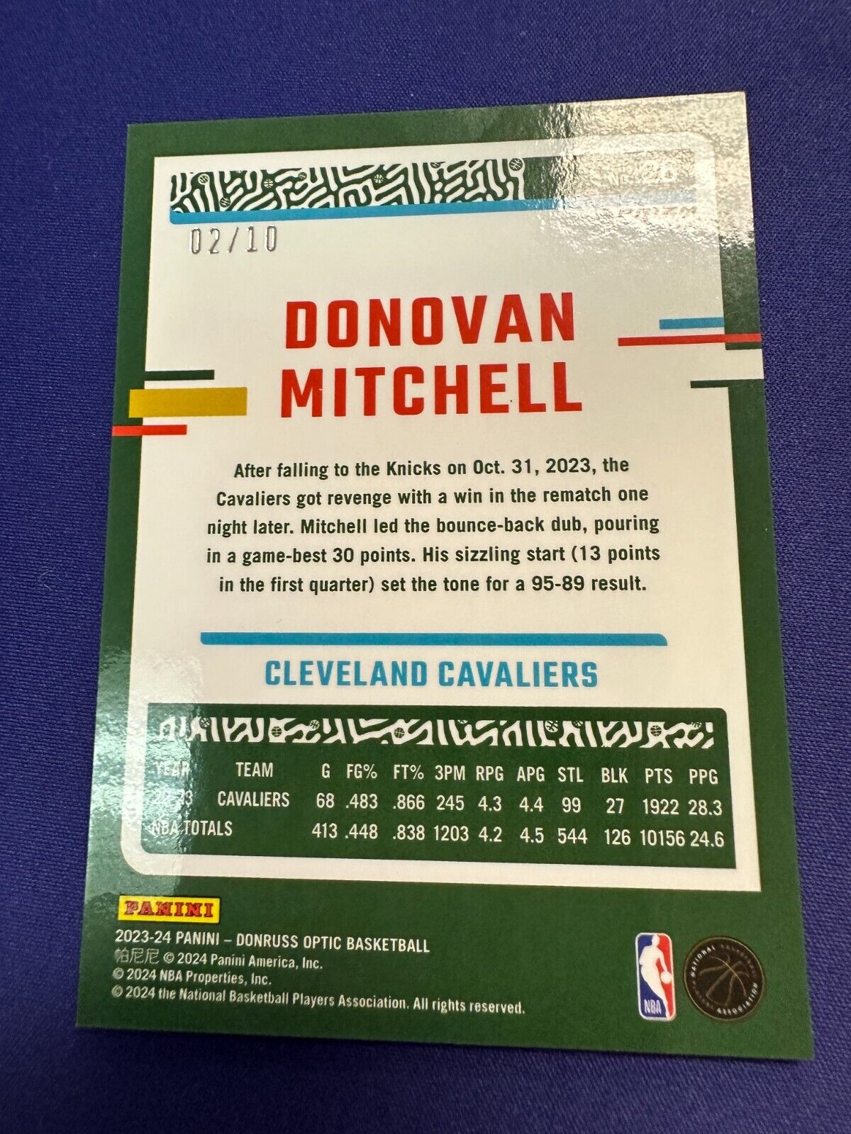 Donovan Mitchell True Gold /10 2023-24 Optic