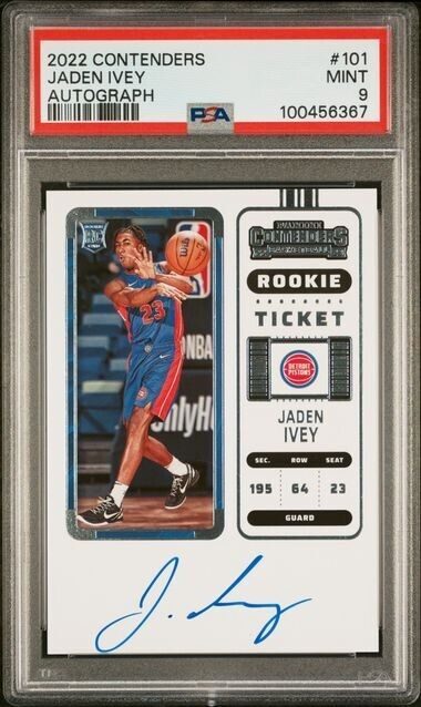 Jaden Ivey On-Card AUTO RC PSA 9 2022-23 Contenders