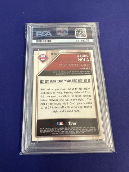 Aaron Nola Blue Refractor /150 PSA 9 2015 Bowman's Best