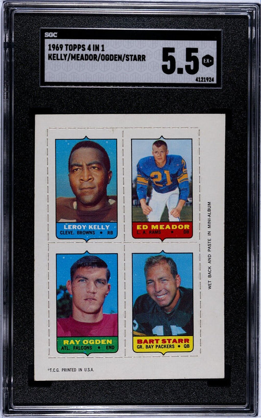 Bart Starr / Kelly / Meador / Ogden SGC 5.5 1969 Topps 4-in-1 Stamps