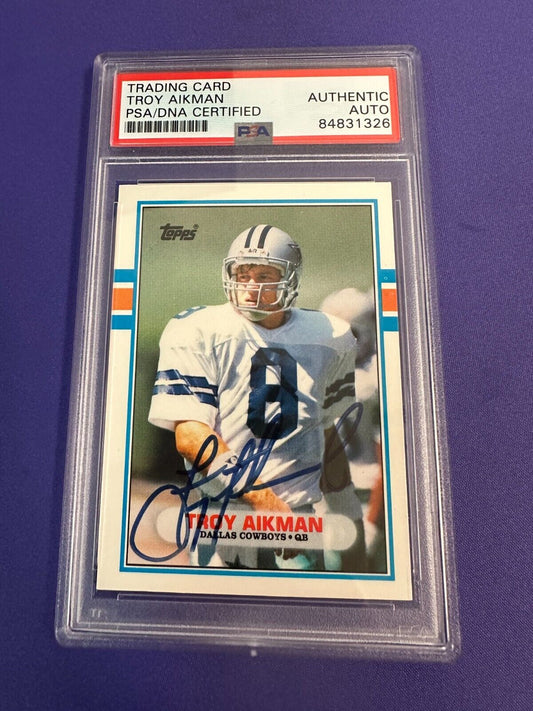 Troy Aikman RC AUTOGRAPHED PSA Authentic 1989 Topps Traded