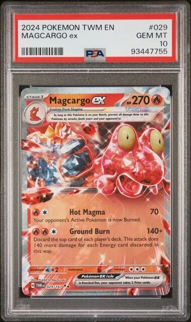 Magcargo ex PSA 10 2024 Pokemon Twilight Masquerade