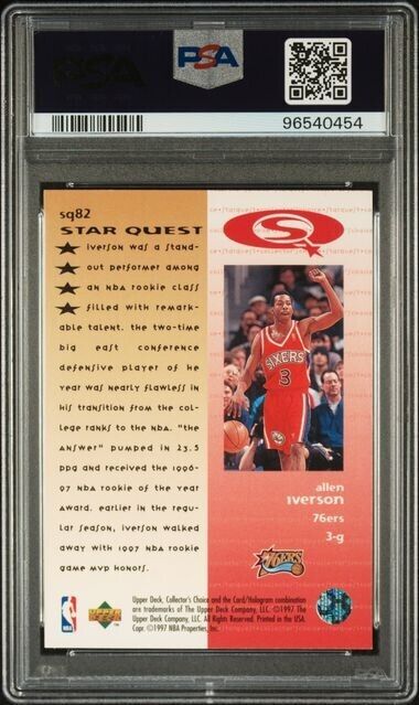 Allen Iverson StarQuest 4 Stars Platinum PSA 9 1997-98 UD Collectors Choice