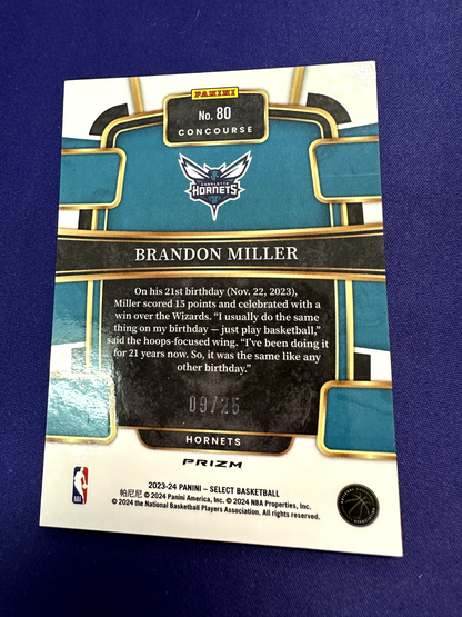 Brandon Miller Tie Die /25 RC 2023-24 Select