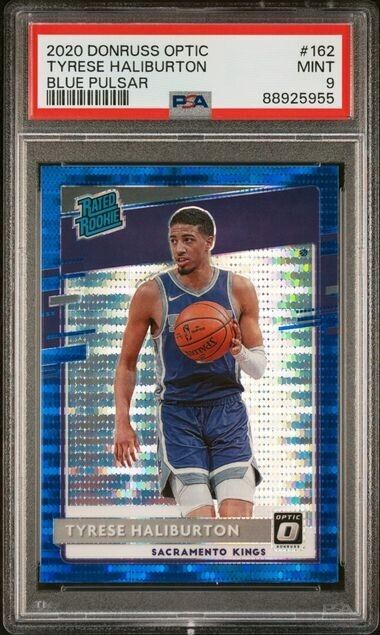 Tyrese Haliburton Blue Pulsar RC PSA 9 2020-21 Donruss Optic