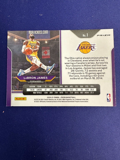 Lebron James Kobe Tribute Silver Prizm 2021-22 Panini Prizm