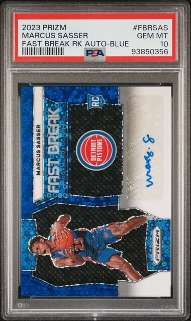 Marcus Sasser Fast Break Blue /49 AUTO PSA 10 2023-24 Prizm