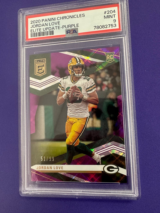 Jordan Love Purple /99 Rookie RC PSA 9 2020 Panini Chronicles Elite Update