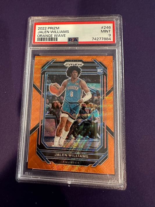 Jalen Williams Orange Wave /60 RC 2022-23 Panini Prizm PSA 9