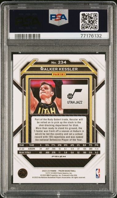 Walker Kessler Silver Prizm Rookie PSA 10 🏀 2022-23 Prizm 🏀 Utah Jazz RC