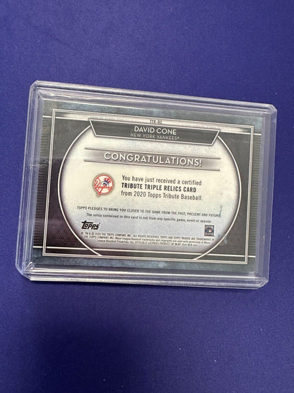 David Cone /50 Triple Relic 2020 Topps Tribute