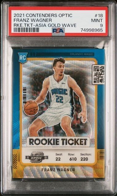 Franz Wagner Gold Wave 9/10 Rookie Ticket RC PSA 9 2021-22 Contenders Optic